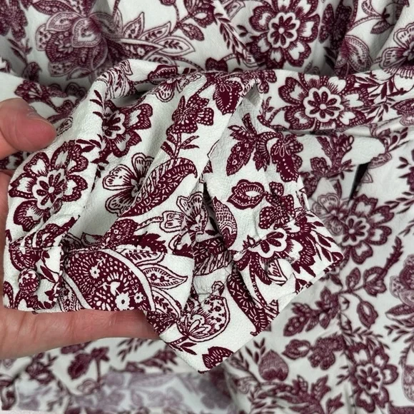 Sezane Abelia Blouse Ghalia Ecru Purple Wrap Top Size 32 French US 0 Long Sleeve - Picture 9 of 14